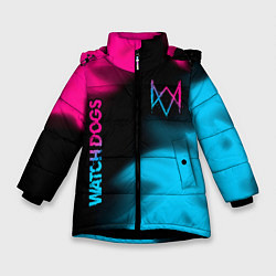 Зимняя куртка для девочки Watch Dogs - neon gradient: надпись, символ