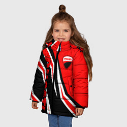 Куртка зимняя для девочки Ducati- red stripes, цвет: 3D-черный — фото 2