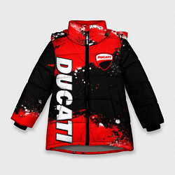 Куртка зимняя для девочки Ducati - красная униформа с красками, цвет: 3D-светло-серый