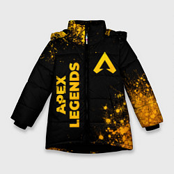 Зимняя куртка для девочки Apex Legends - gold gradient: надпись, символ