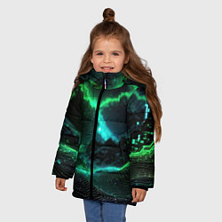 Куртка зимняя для девочки Цифровая флора, цвет: 3D-светло-серый — фото 2