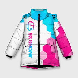 Зимняя куртка для девочки Among Us neon gradient style: по-вертикали