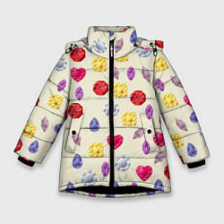Куртка зимняя для девочки Минералы и кристаллы, цвет: 3D-черный