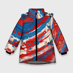 Куртка зимняя для девочки Краски в цветах флага РФ, цвет: 3D-светло-серый