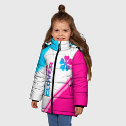 Куртка зимняя для девочки Black Clover neon gradient style: надпись, символ, цвет: 3D-черный — фото 2