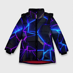 Куртка зимняя для девочки Синий и фиолетовый неон, цвет: 3D-красный