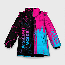 Куртка зимняя для девочки A Silent Voice - neon gradient: по-вертикали, цвет: 3D-черный