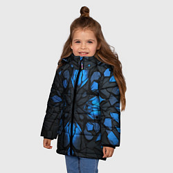 Куртка зимняя для девочки Синий абстрактный узор на плитах, цвет: 3D-светло-серый — фото 2