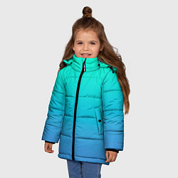 Куртка зимняя для девочки Градиент сине-зелёный светлый, цвет: 3D-светло-серый — фото 2