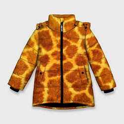 Куртка зимняя для девочки Шкура жирафа - текстура, цвет: 3D-черный