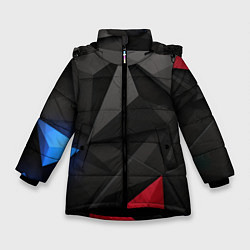 Куртка зимняя для девочки Black blue red elements, цвет: 3D-черный