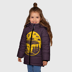 Куртка зимняя для девочки Инопланетное вторжение летающая тарелка, цвет: 3D-черный — фото 2