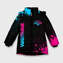 Куртка зимняя для девочки Warframe - neon gradient: надпись, символ, цвет: 3D-черный