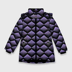 Куртка зимняя для девочки Фиолетовые выпуклые ромбы, цвет: 3D-черный