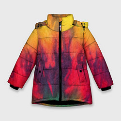 Куртка зимняя для девочки Огненный тай дай, цвет: 3D-черный