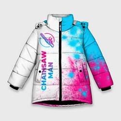 Зимняя куртка для девочки Chainsaw Man neon gradient style: по-вертикали