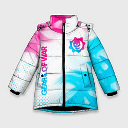 Зимняя куртка для девочки Gears of War neon gradient style: надпись, символ