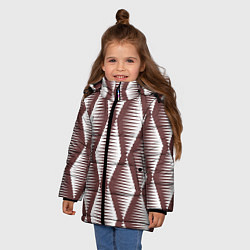 Куртка зимняя для девочки Ромбы цвета кофе, цвет: 3D-светло-серый — фото 2