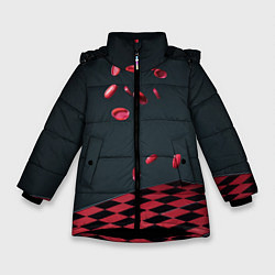 Куртка зимняя для девочки Настольная игра шашки, цвет: 3D-черный