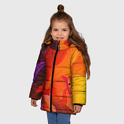 Куртка зимняя для девочки Красно-оранжевый паттерн, цвет: 3D-светло-серый — фото 2