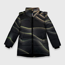 Куртка зимняя для девочки Объемная темная текстура, цвет: 3D-черный