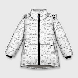 Куртка зимняя для девочки Спортивные аксессуары паттерн, цвет: 3D-светло-серый