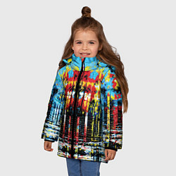 Куртка зимняя для девочки Зеркальная абстракция - нейросеть, цвет: 3D-красный — фото 2