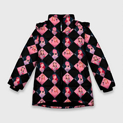 Зимняя куртка для девочки Клеточка black pink