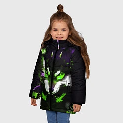 Куртка зимняя для девочки Кислотный енот, цвет: 3D-черный — фото 2