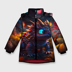Куртка зимняя для девочки Дракончик и осень, цвет: 3D-красный