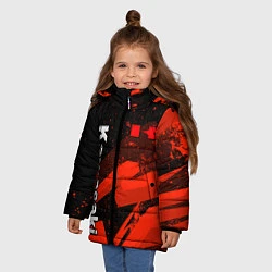 Куртка зимняя для девочки Кавасаки - красные брызги, цвет: 3D-красный — фото 2