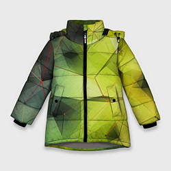 Куртка зимняя для девочки Зеленая текстура объемная, цвет: 3D-светло-серый