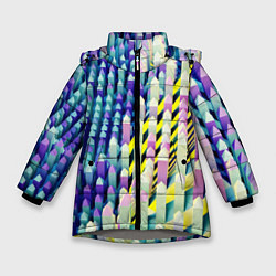 Куртка зимняя для девочки Прямотреугольный блочный паттерн, цвет: 3D-светло-серый