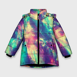 Куртка зимняя для девочки Яркая футболка кислота, цвет: 3D-черный