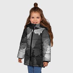Куртка зимняя для девочки Мозаичный узор в серых оттенках, цвет: 3D-светло-серый — фото 2