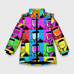 Куртка зимняя для девочки Pop art - abstraction - vogue, цвет: 3D-черный