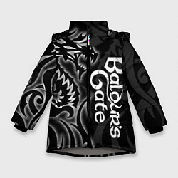 Куртка зимняя для девочки Балдурс гейт 3 - черный дракон, цвет: 3D-светло-серый