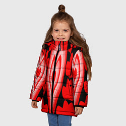 Куртка зимняя для девочки Сердечки с красными узорами, цвет: 3D-черный — фото 2