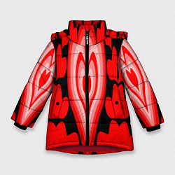 Куртка зимняя для девочки Сердечки с красными узорами, цвет: 3D-красный