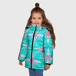 Куртка зимняя для девочки Геометрический цветочный узор, цвет: 3D-черный — фото 2