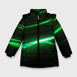 Куртка зимняя для девочки Зеленый неоновый свет, цвет: 3D-черный
