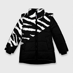 Куртка зимняя для девочки Полосы зебры с черным, цвет: 3D-черный