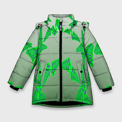 Куртка зимняя для девочки Растительный паттерн, цвет: 3D-черный