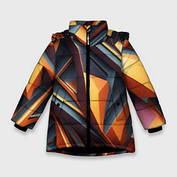 Куртка зимняя для девочки Разноцветная 3D геометрия узоров метавселенной, цвет: 3D-черный