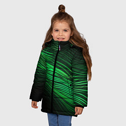 Куртка зимняя для девочки Green neon lines, цвет: 3D-светло-серый — фото 2