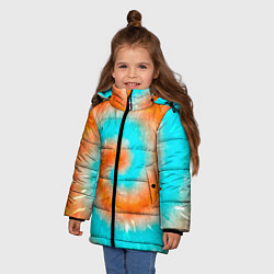 Куртка зимняя для девочки Тай-дай апельсин, цвет: 3D-красный — фото 2