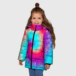 Куртка зимняя для девочки Тай-дай малиновый закат, цвет: 3D-красный — фото 2