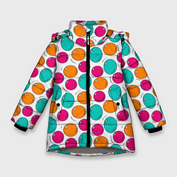 Куртка зимняя для девочки Яркие цветные пузыри, цвет: 3D-светло-серый