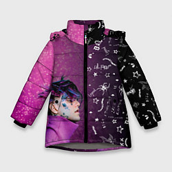 Куртка зимняя для девочки Лил Пип тату фиолетовый, цвет: 3D-светло-серый