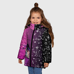 Куртка зимняя для девочки Лил Пип тату фиолетовый, цвет: 3D-светло-серый — фото 2